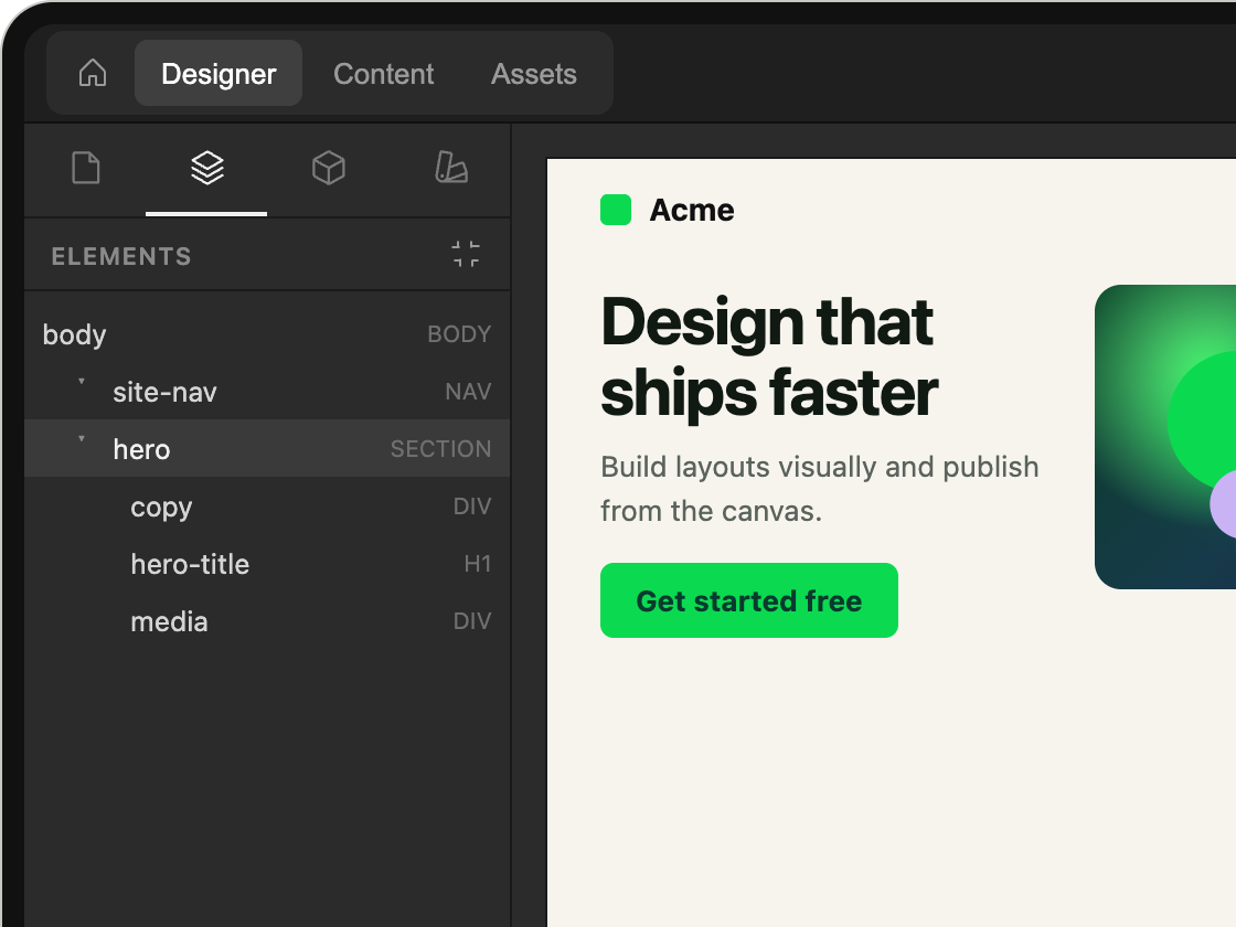 The designer open on a macbook, showing the stylepanel